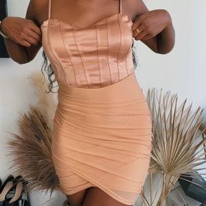 coral formal mini dress